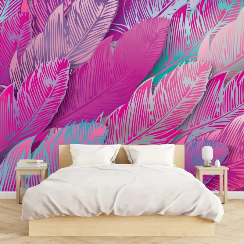 Carta da parati mosaico di piume iridescenti