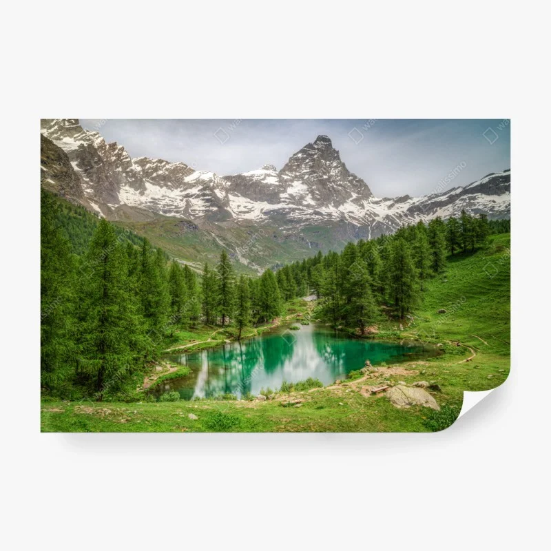 Carta da parati panorama alpino del Lago Blu a Cervinia