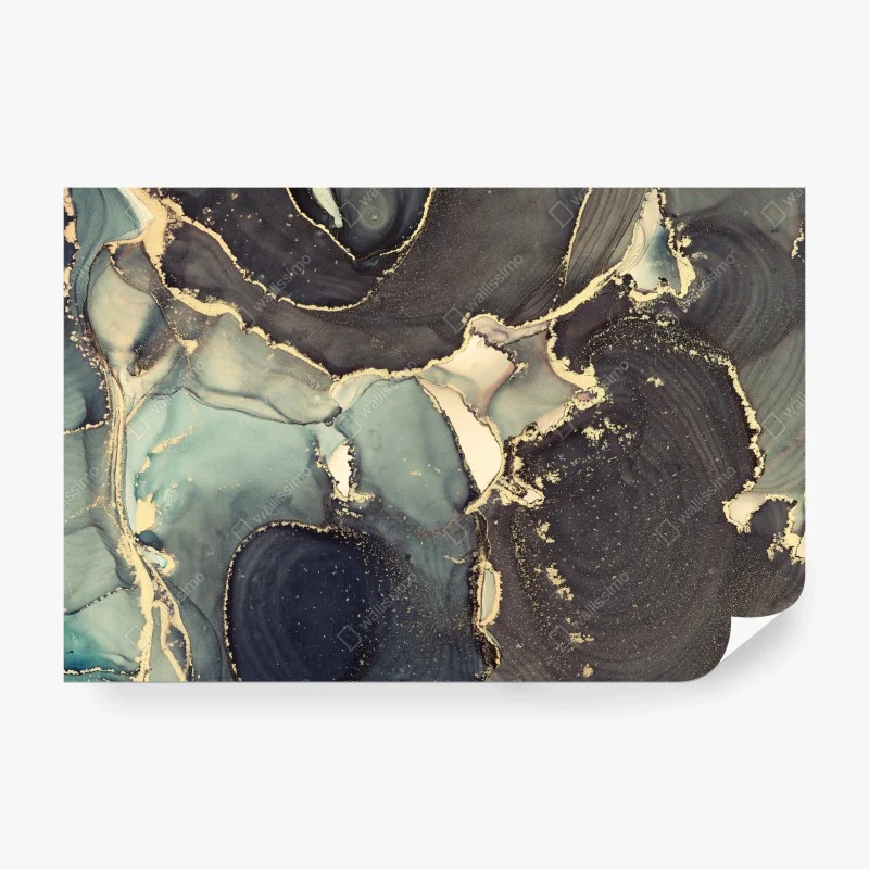 Carta da parati marea dorata: astratto fluido in inchiostro alcolico