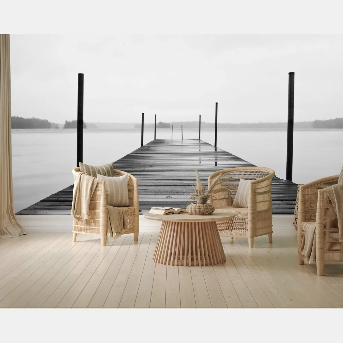 Carta da parati molo silenzioso sul lago • Wallissimo® Carta da parati molo silenzioso sul lago • Wallissimo®