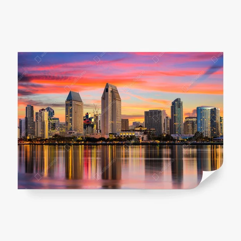 Carta da parati tramonto vibrante sullo skyline di San Diego