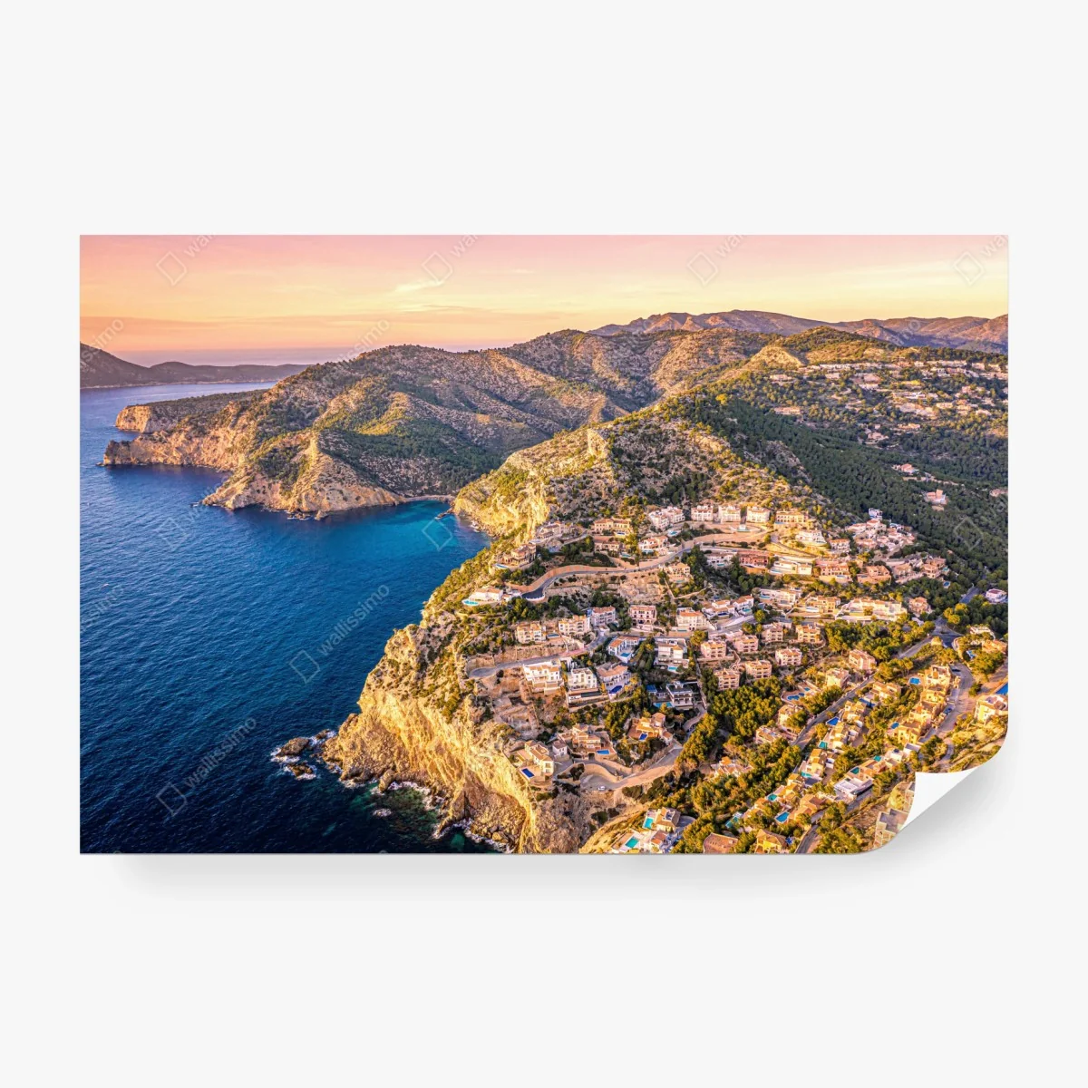 Carta da parati panorama costiero al tramonto • Wallissimo®