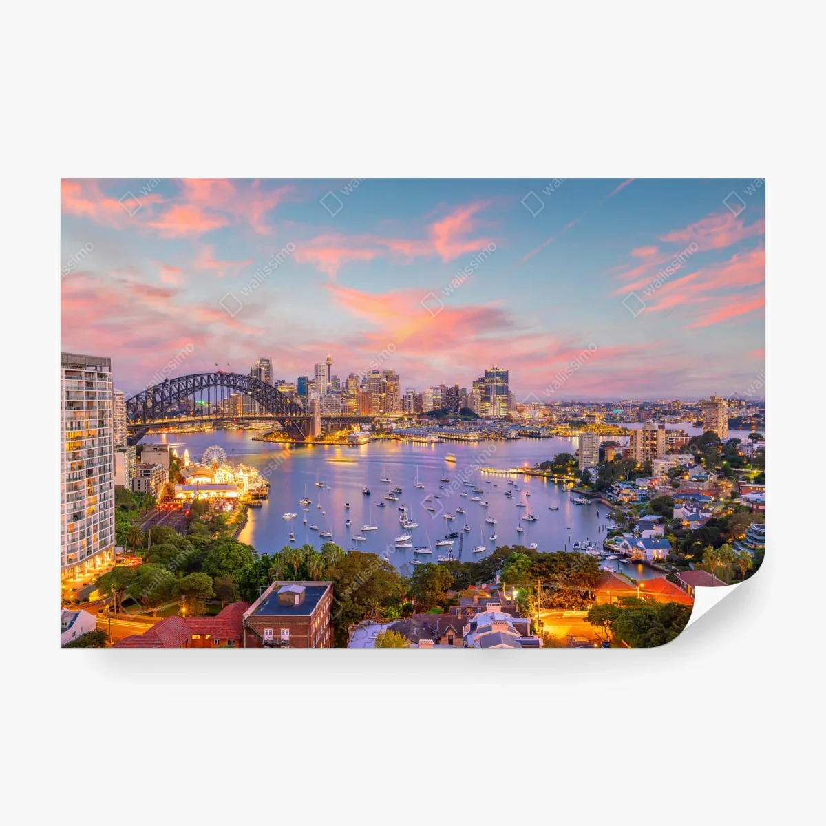 Carta da parati tramonto sul porto di Sydney • Wallissimo® Carta da parati tramonto sul porto di Sydney • Wallissimo®