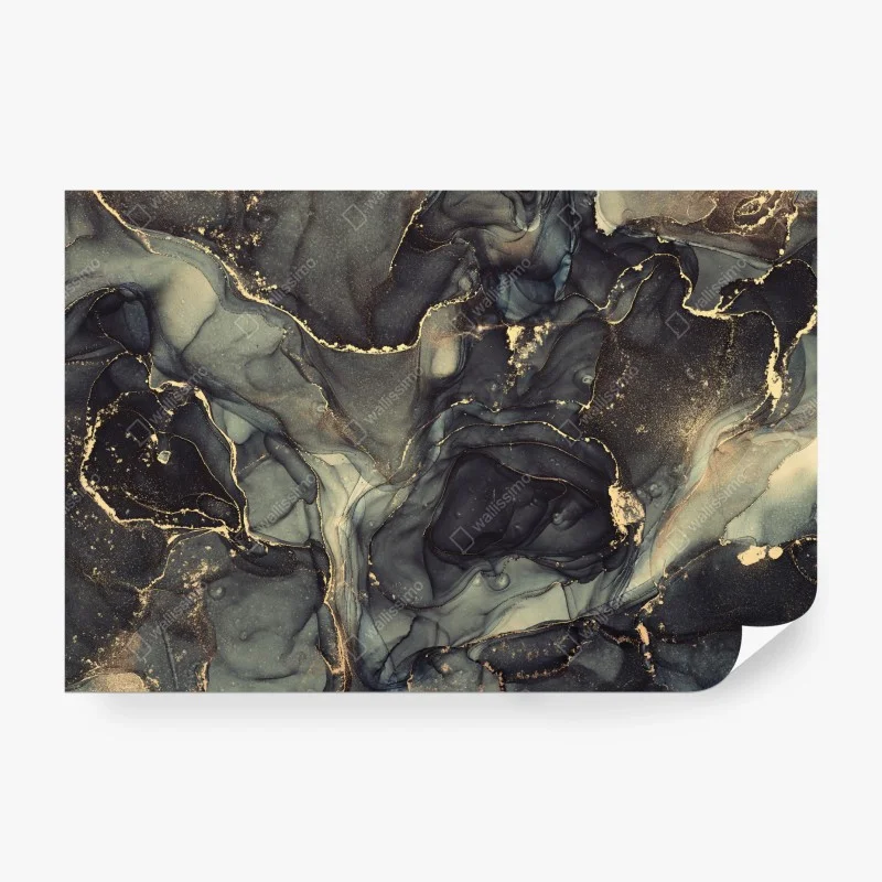 Carta da parati marmo fluido con venature dorate