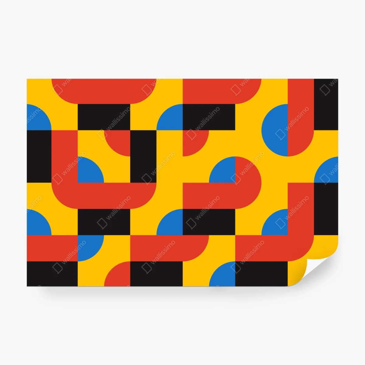 Carta da parati motivo geometrico astratto nei toni primari • Wallissimo®