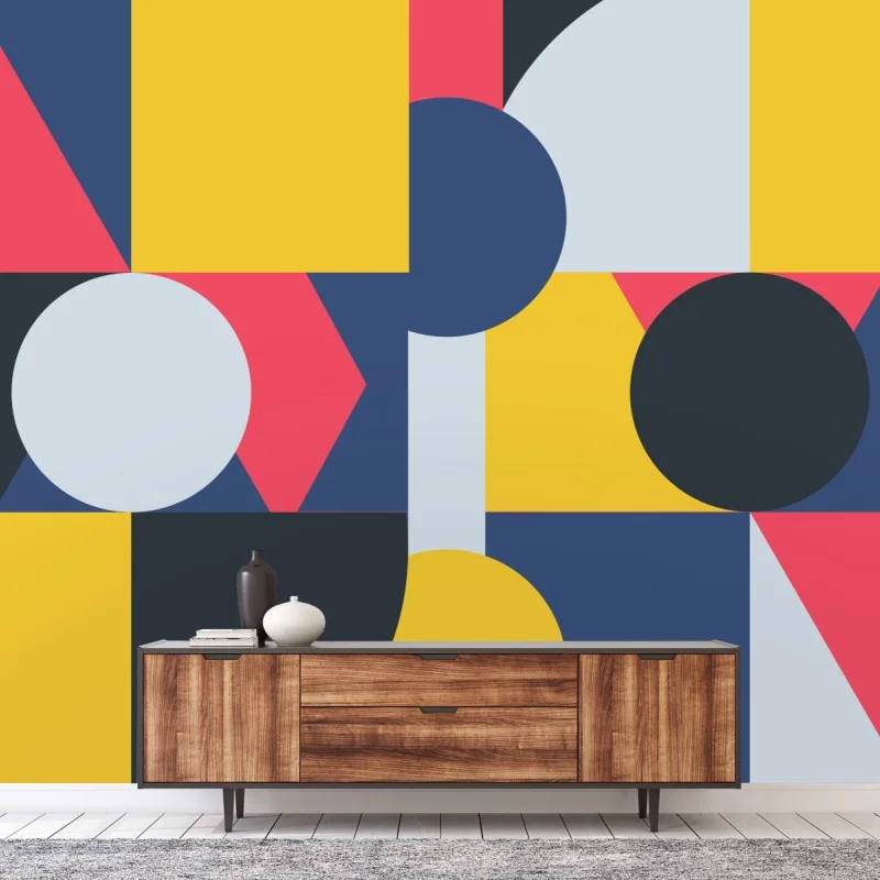 Carta da parati composizione geometrica dai colori vivaci