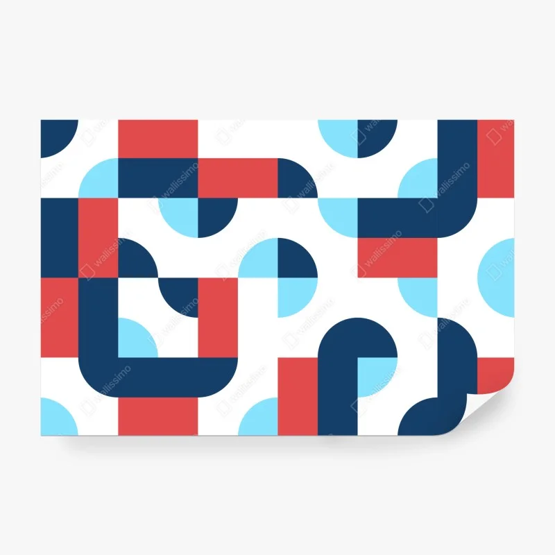 Carta da parati motivo geometrico moderno blu e corallo