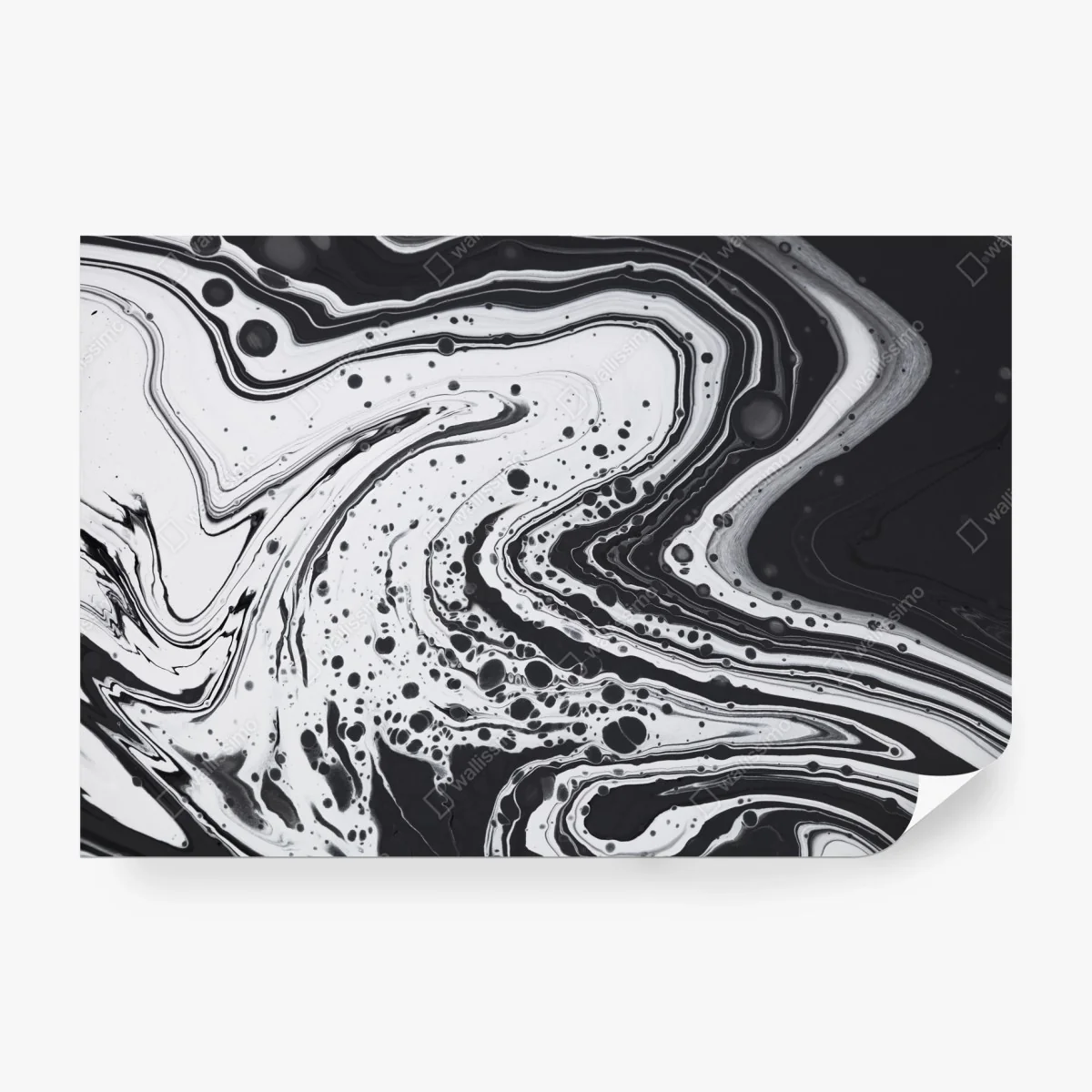 Carta da parati arte astratta marmorizzata in bianco e nero • Wallissimo®