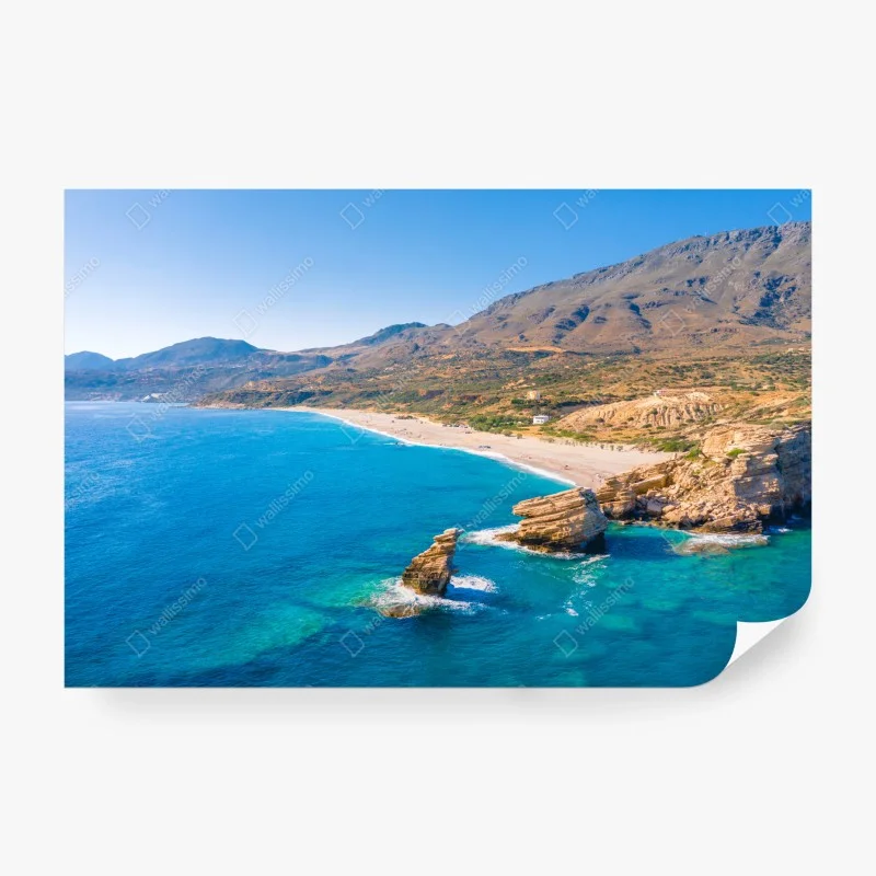 Carta da parati panorama costiero turchese con scogli e spiaggia