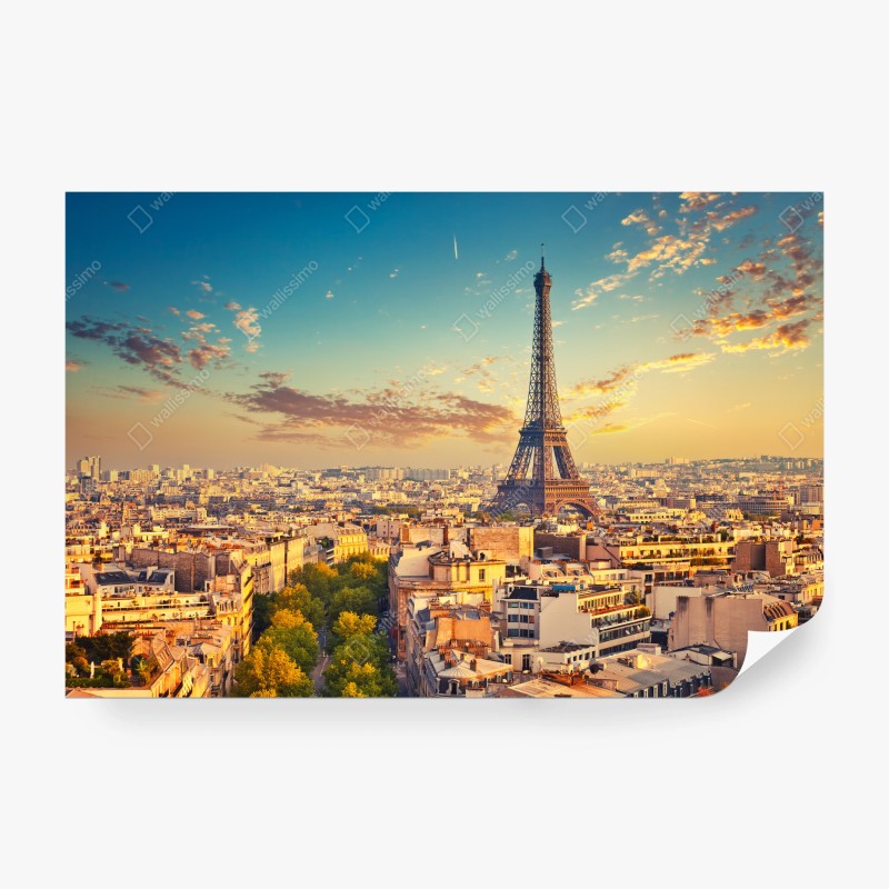 Carta da parati tramonto su Parigi con la Torre Eiffel