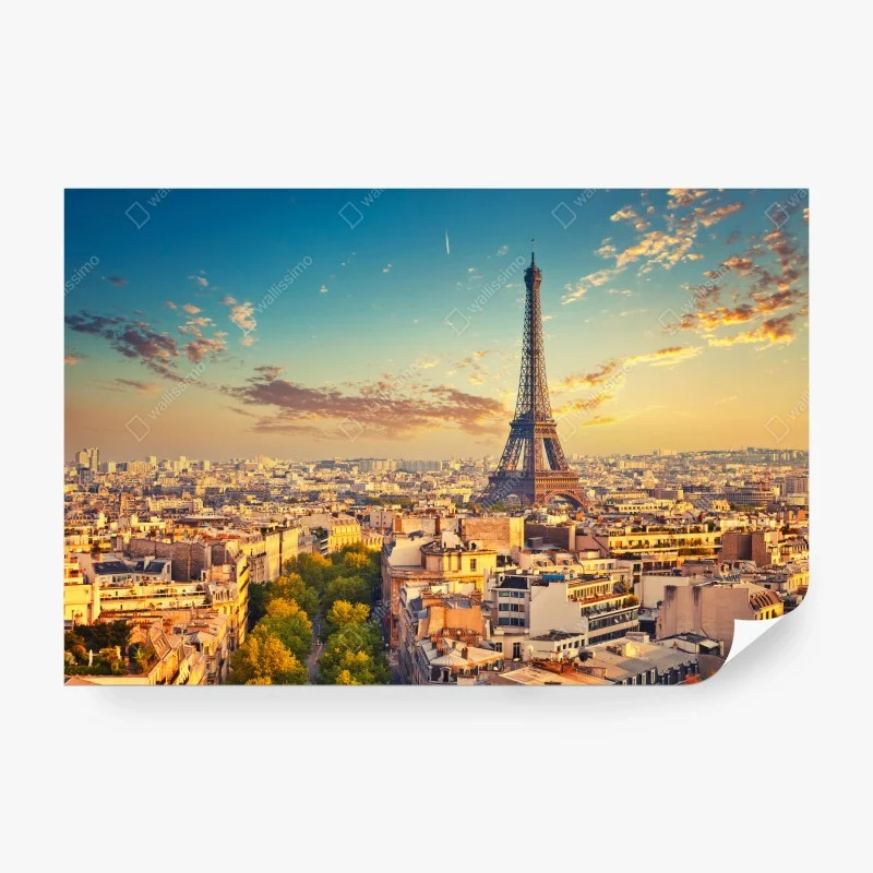 Carta da parati tramonto su Parigi con la Torre Eiffel