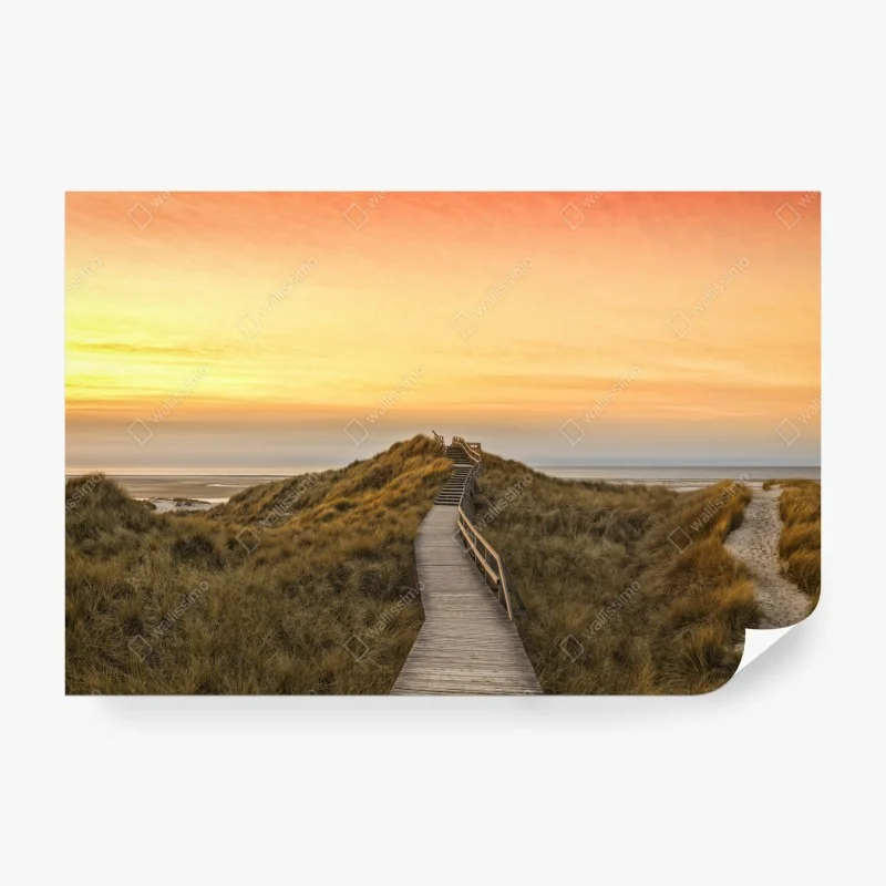 Carta da parati passerella tra le dune di Norddorf al tramonto