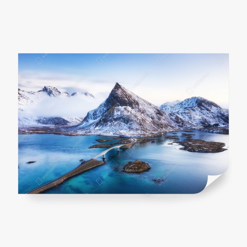 Carta da parati panorama aereo delle Lofoten al tramonto