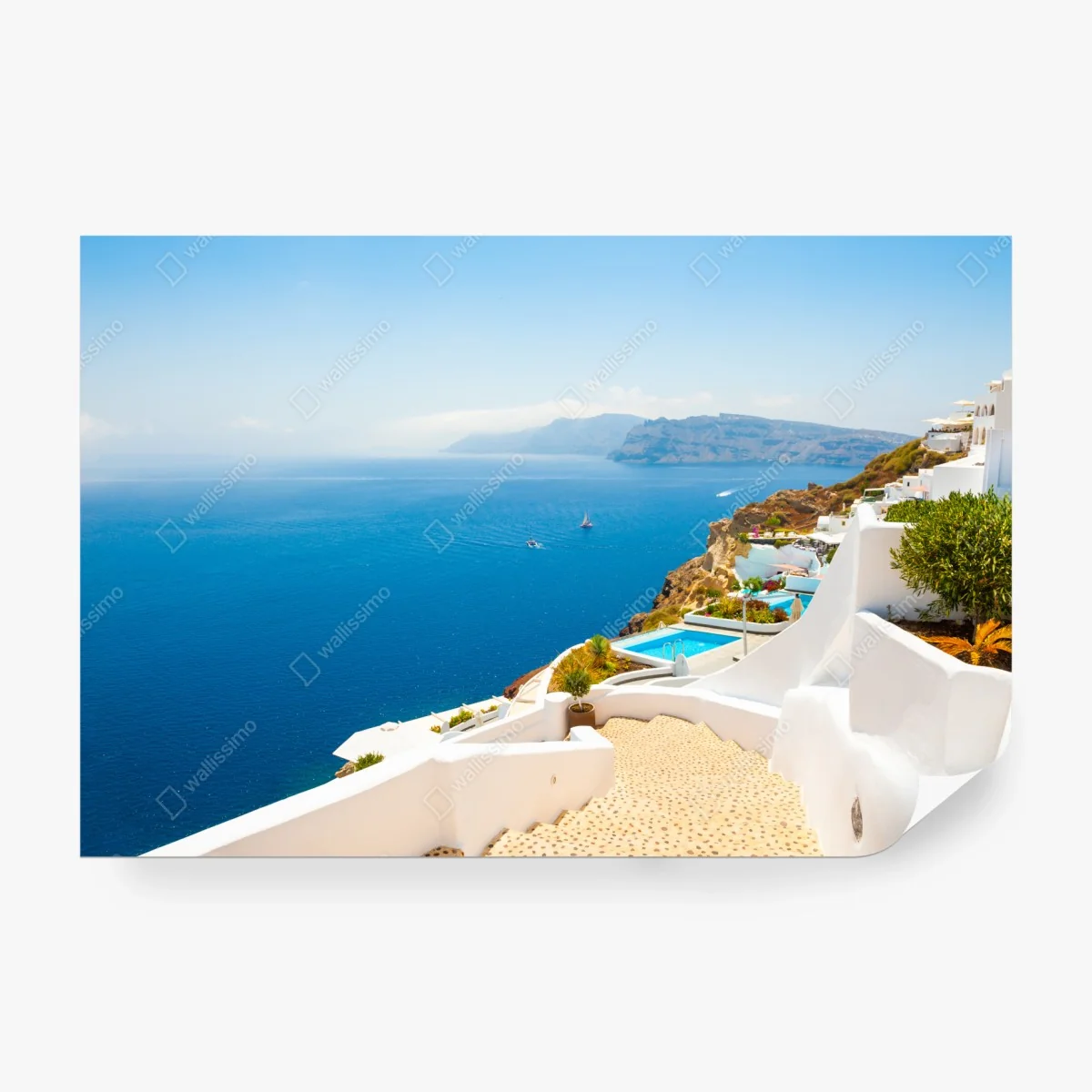 Carta da parati panorama marino di Santorini • Wallissimo® Carta da parati panorama marino di Santorini • Wallissimo®