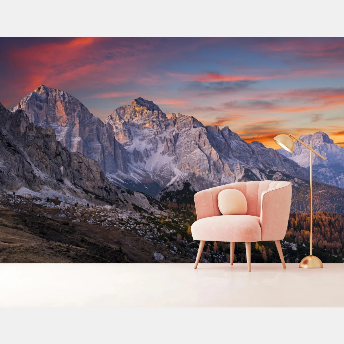 Carta da parati vette d'autunno al tramonto • Wallissimo® Carta da parati vette d'autunno al tramonto • Wallissimo®