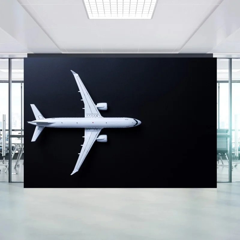 Carta da parati silhouette di aereo minimalista su sfondo scuro