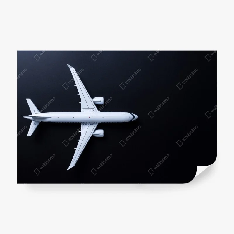 Carta da parati silhouette di aereo minimalista su sfondo scuro