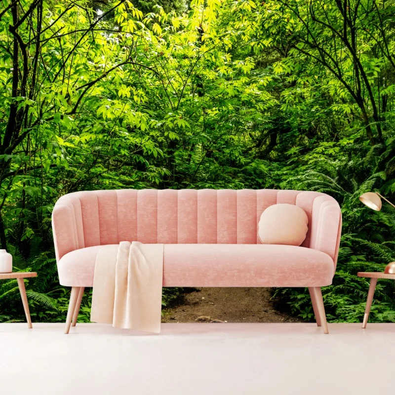 Carta da parati sentiero nel bosco lussureggiante