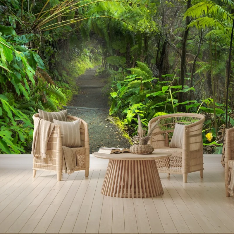 Carta da parati sentiero nella foresta pluviale di Kilauea Iki, Volcanoes National Park