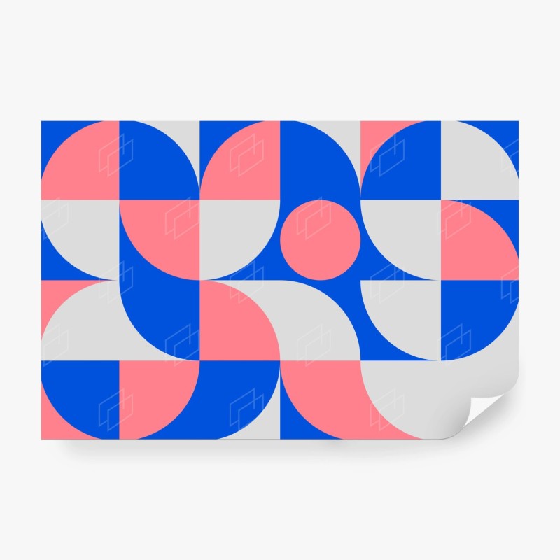 Carta da parati motivo geometrico minimalista in rosa e blu
