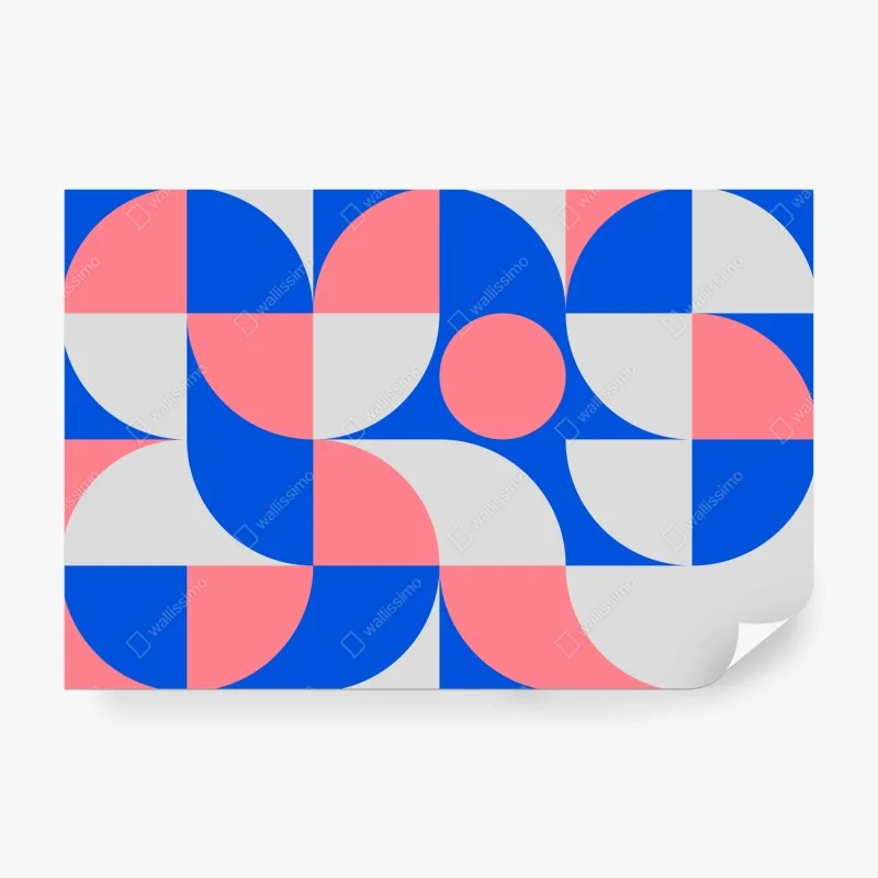 Carta da parati motivo geometrico minimalista in rosa e blu