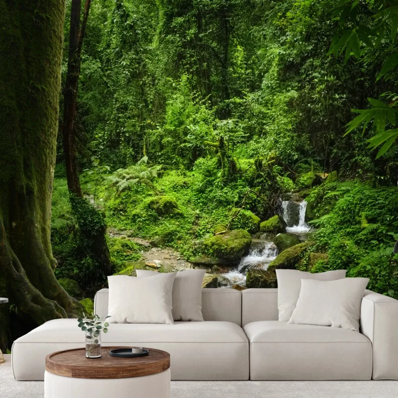 Carta da parati rifugio verde nella foresta pluviale