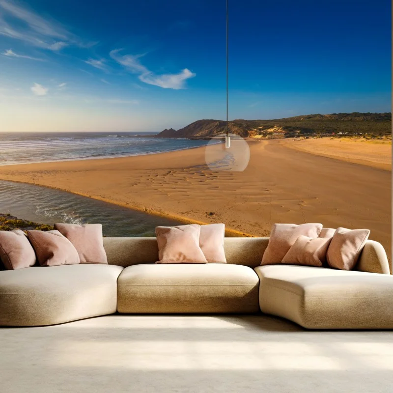 Carta da parati panorama dorato di Praia da Amoreira, Algarve