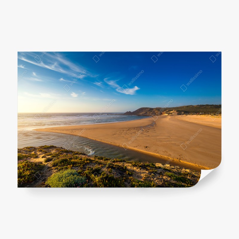 Carta da parati panorama dorato di Praia da Amoreira, Algarve