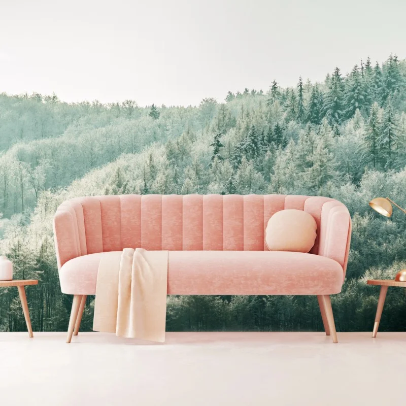 Carta da parati silenzio luminoso della foresta innevata