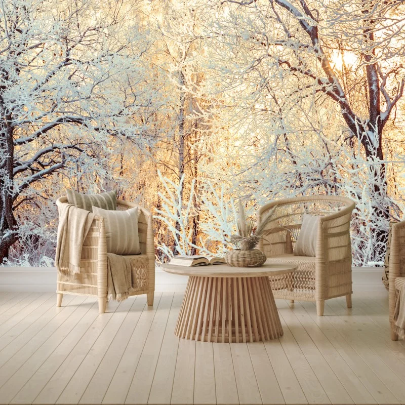 Carta da parati incanto invernale al tramonto