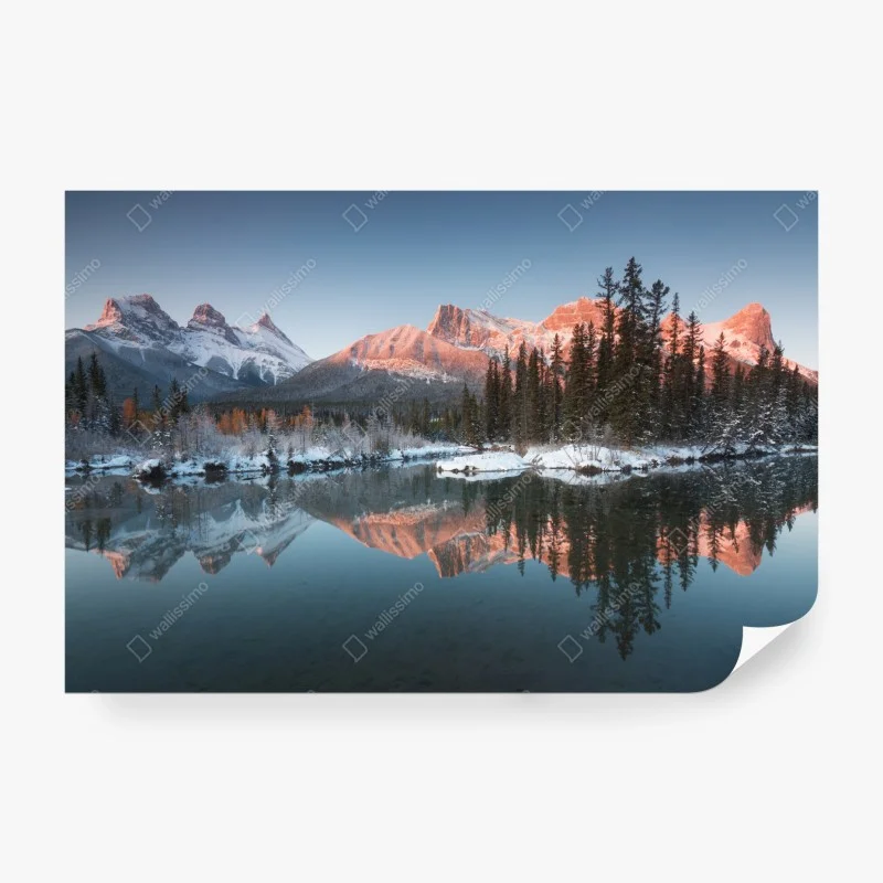 Carta da parati riflessi montani al tramonto