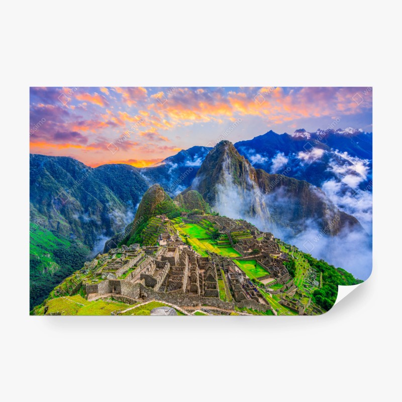 Carta da parati murale panoramico Machu Picchu al tramonto