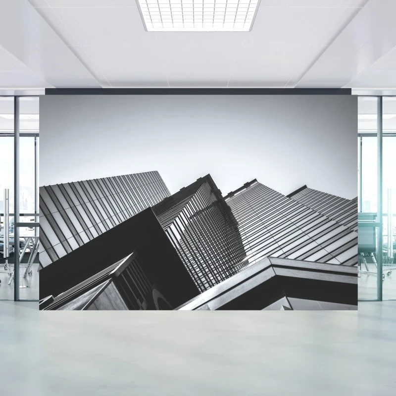 Carta da parati prospettive urbane in bianco e nero