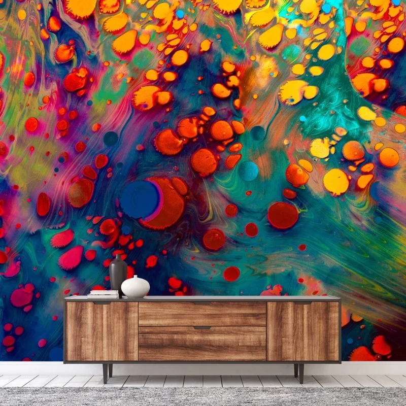 Carta da parati esplosione cromatica marmorizzata