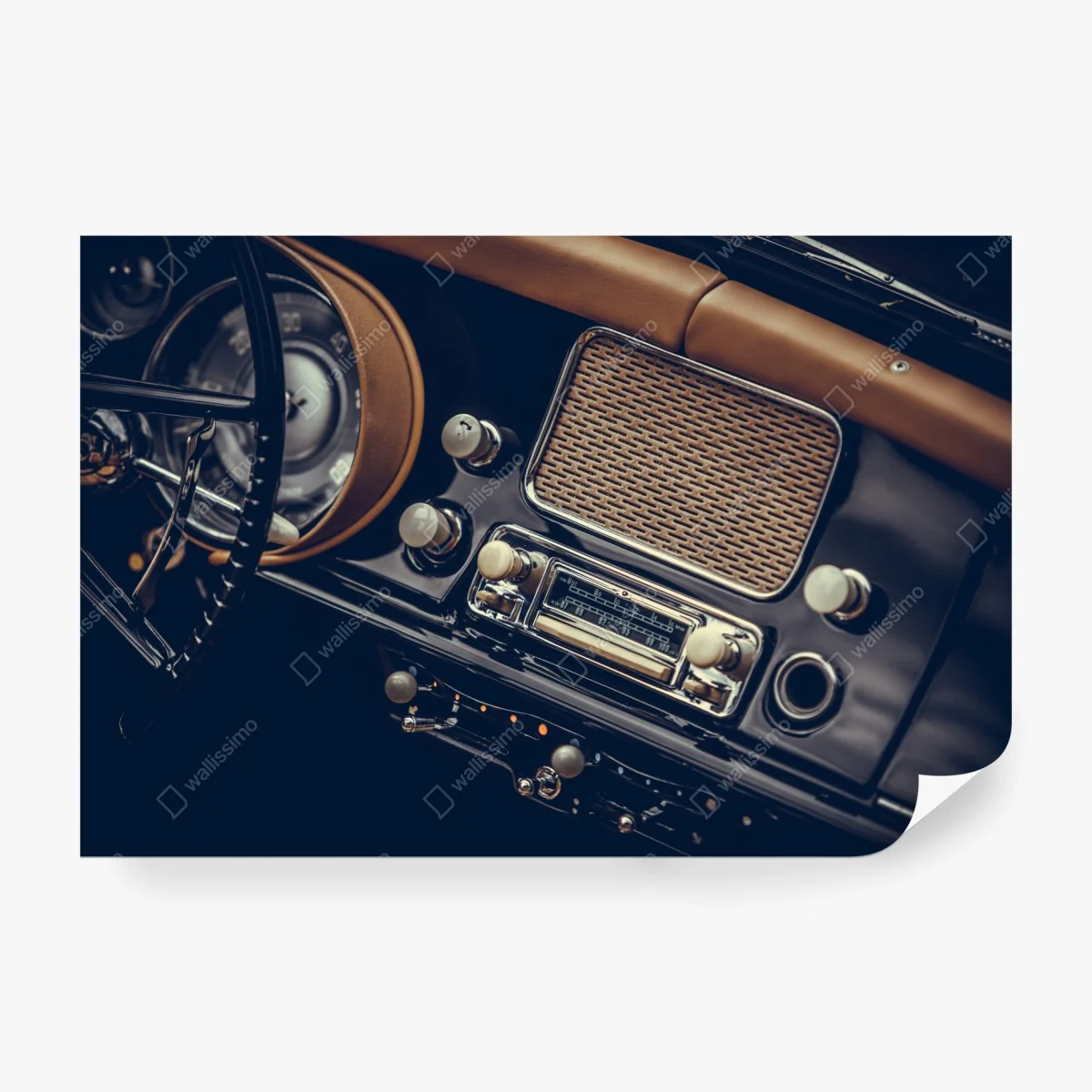 Carta da parati cruscotto retrò: eleganza automobilistica d'epoca • Wallissimo® Carta da parati cruscotto retrò: eleganza automobilistica d'epoca • Wallissimo®
