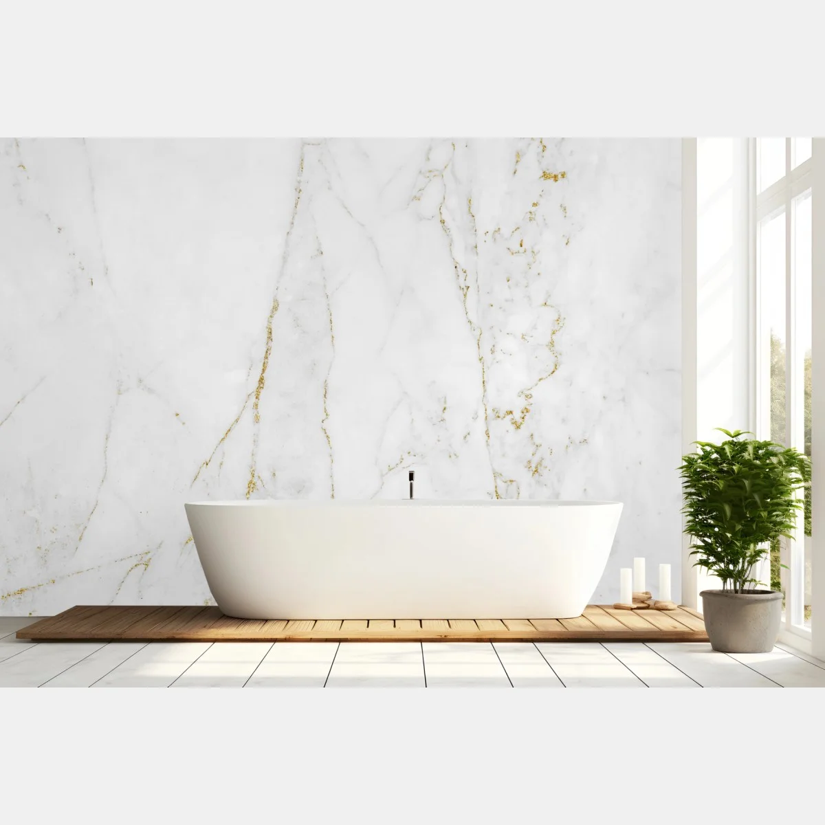 Carta da parati marmo bianco con venature dorate • Wallissimo® Carta da parati marmo bianco con venature dorate • Wallissimo®