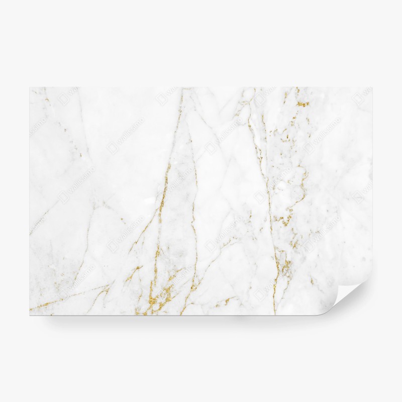 Carta da parati marmo bianco con venature dorate