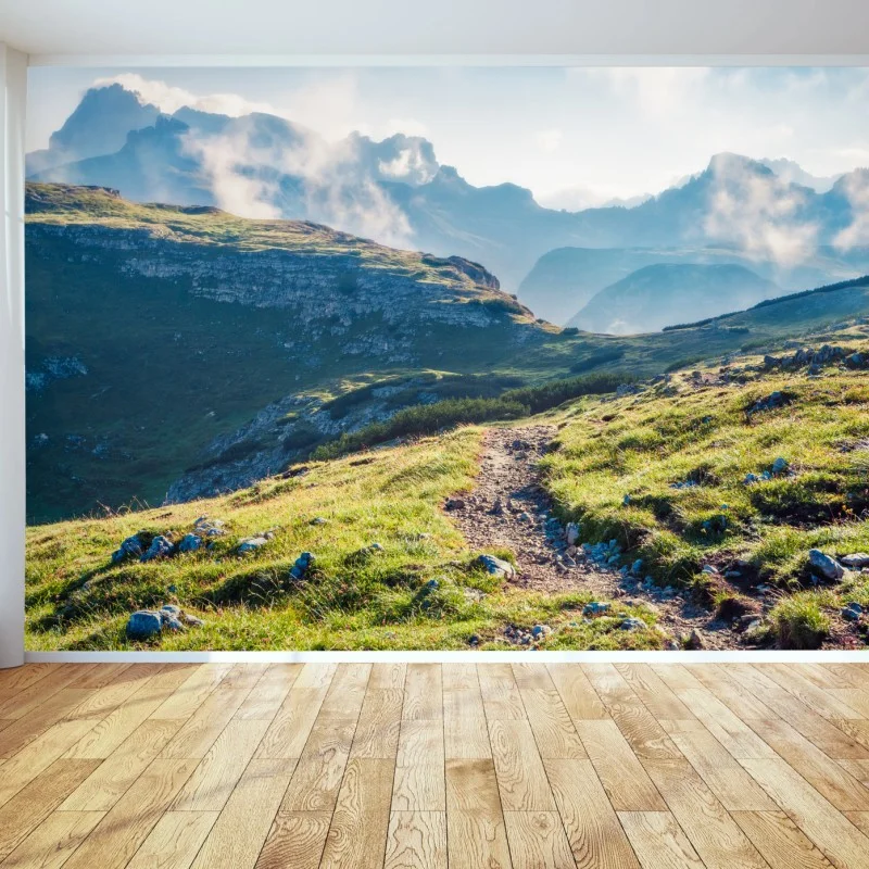 Carta da parati sentiero mattutino sulle Dolomiti, Monte Piana