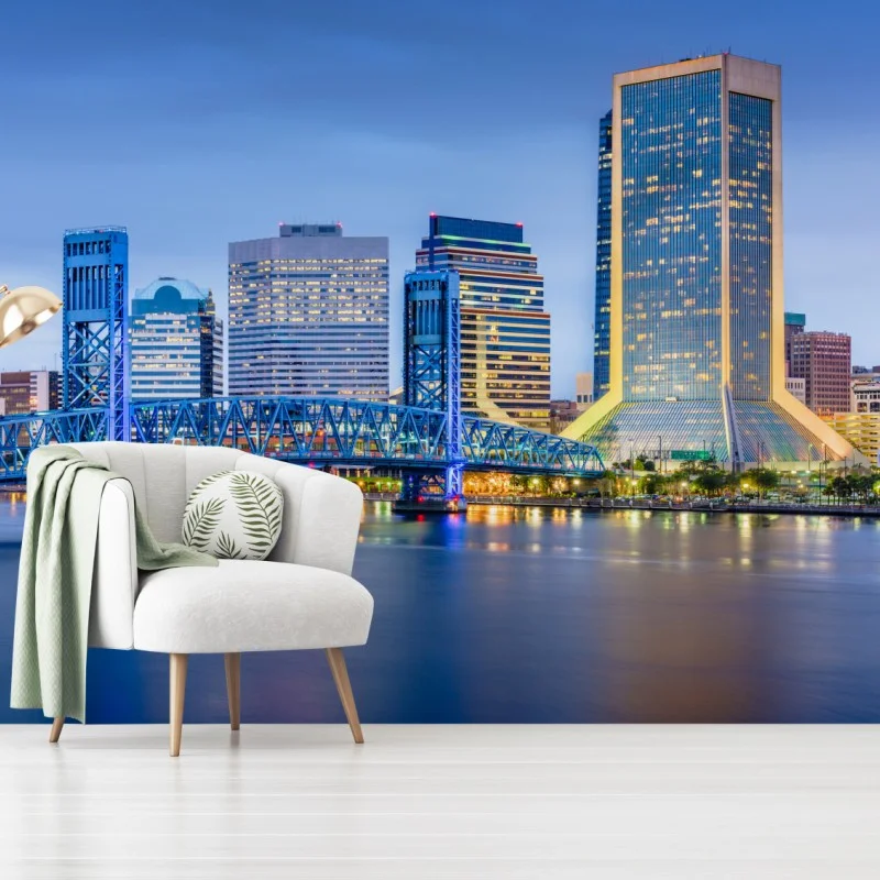 Carta da parati profilo urbano di Jacksonville al crepuscolo