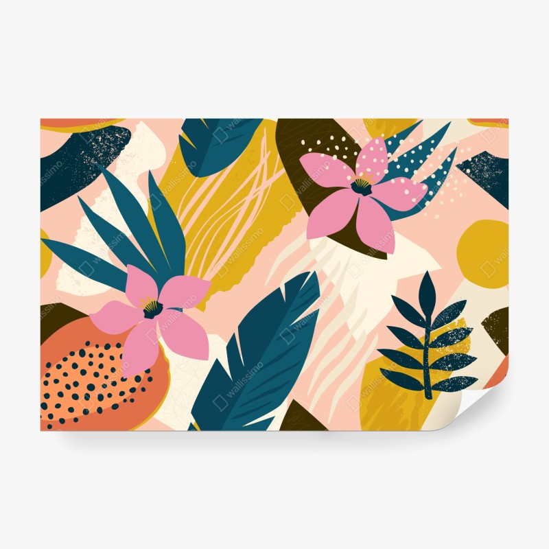 Carta da parati motivo floreale tropicale astratto