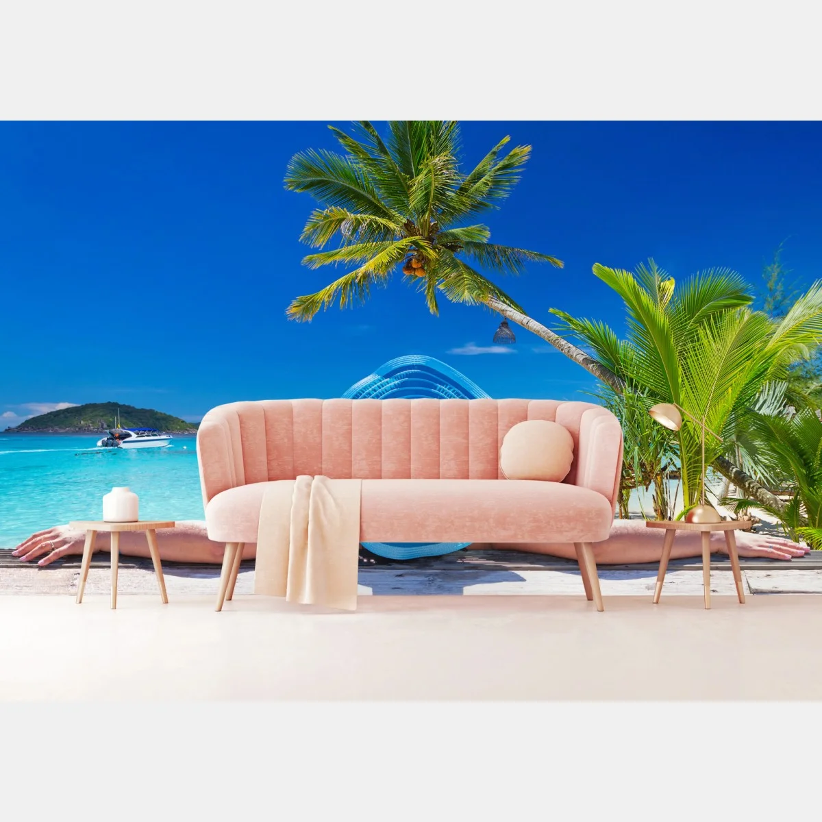 Carta da parati sogno tropicale vista mare • Wallissimo® Carta da parati sogno tropicale vista mare • Wallissimo®