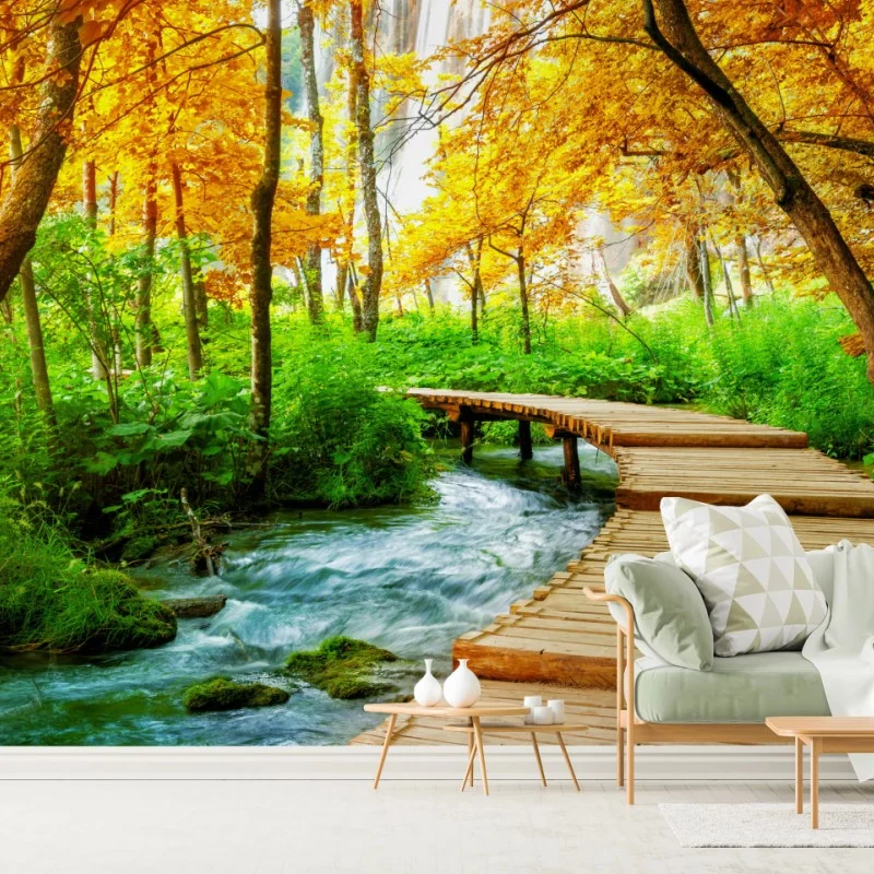 Carta da parati passerella autunnale nel Parco Nazionale dei Laghi di Plitvice