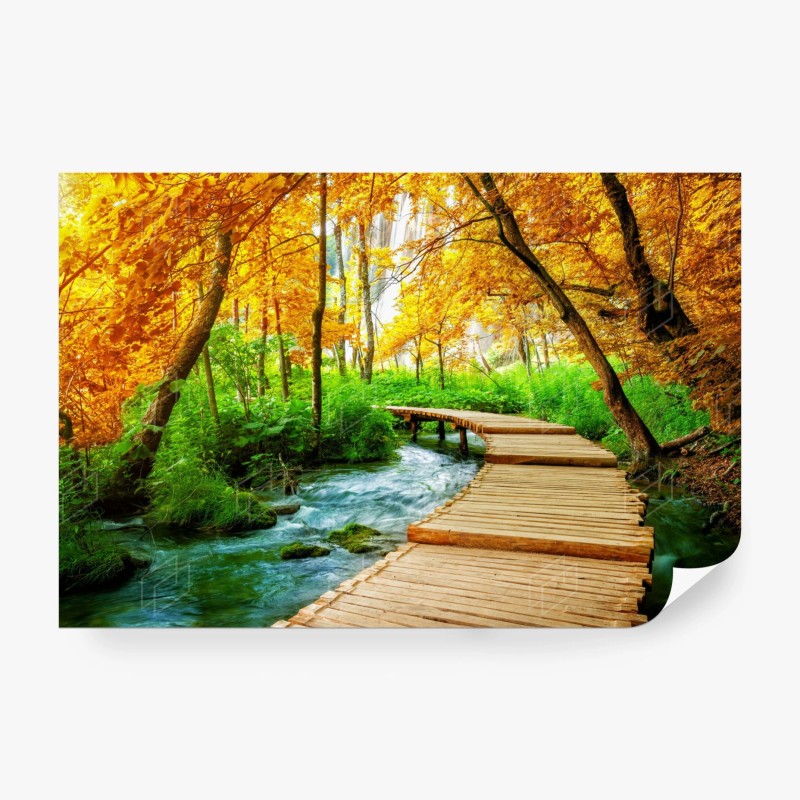 Carta da parati passerella autunnale nel Parco Nazionale dei Laghi di Plitvice