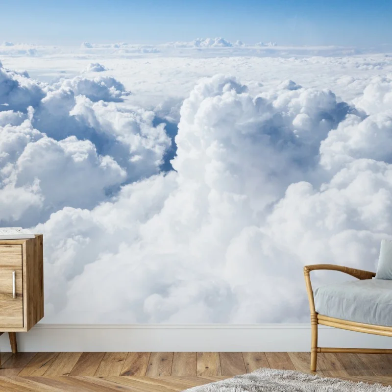 Carta da parati nuvole soffici nel cielo azzurro