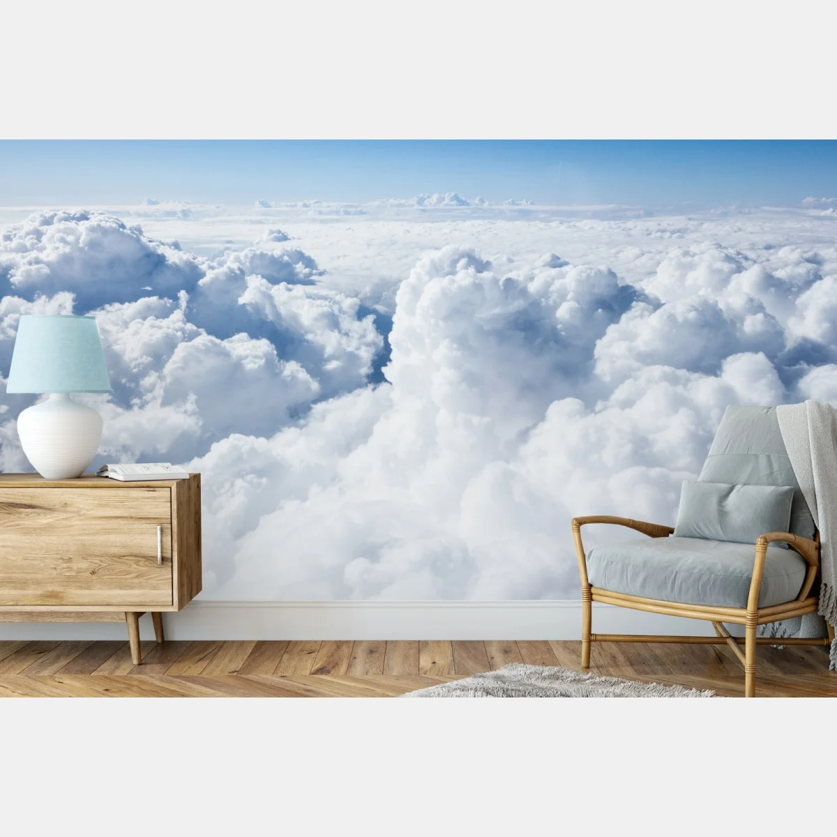 Carta da parati nuvole soffici nel cielo azzurro • Wallissimo® Carta da parati nuvole soffici nel cielo azzurro • Wallissimo®