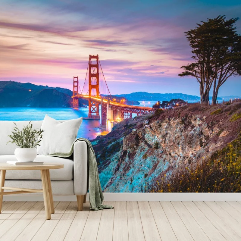 Carta da parati tramonto sul Golden Gate Bridge da Baker Beach