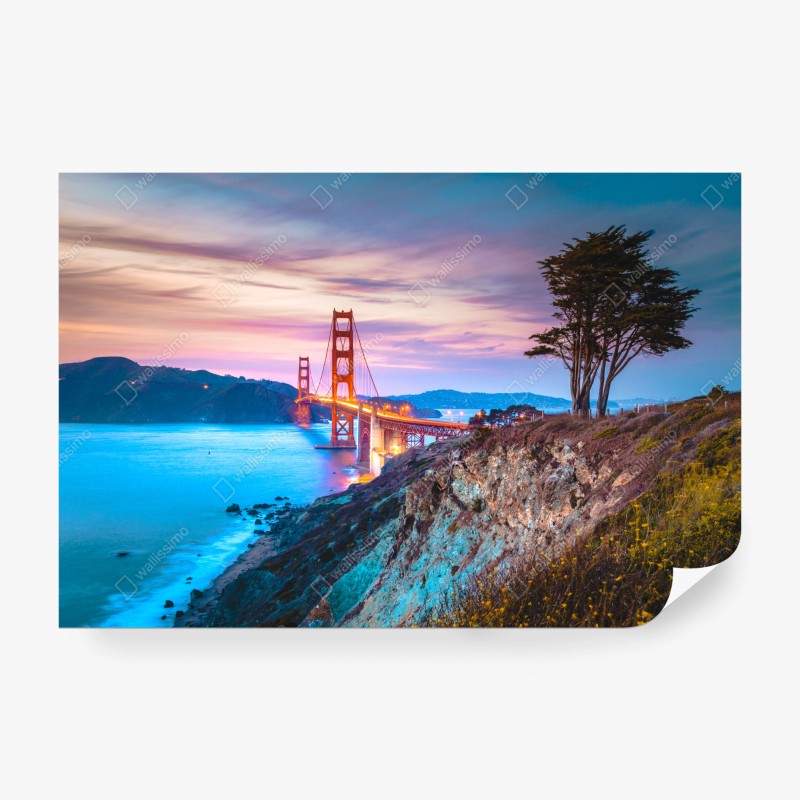 Carta da parati tramonto sul Golden Gate Bridge da Baker Beach