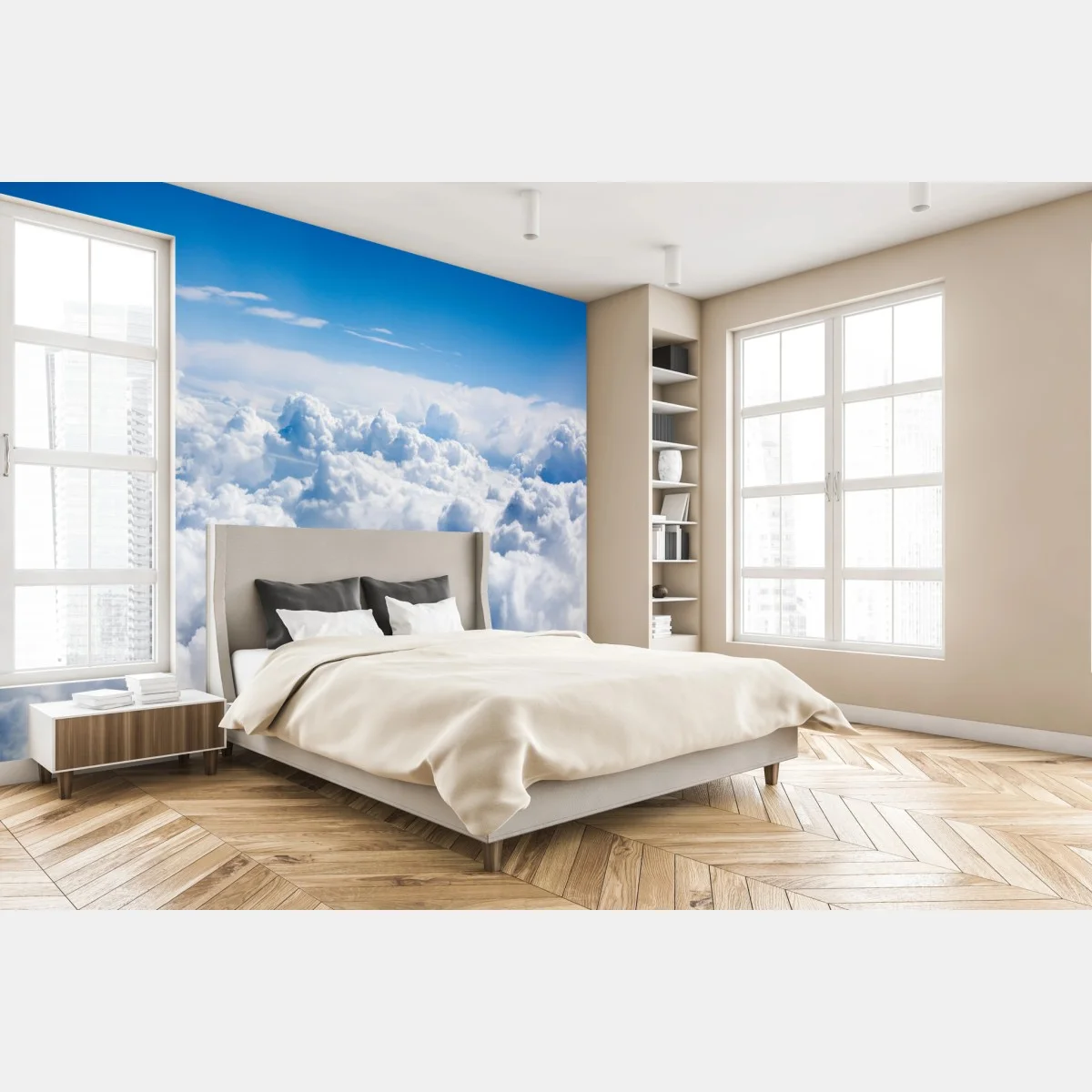 Carta da parati mare di nuvole su cielo azzurro • Wallissimo® Carta da parati mare di nuvole su cielo azzurro • Wallissimo®