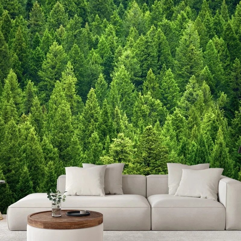 Carta da parati foresta di pini smeraldo • Wallissimo®