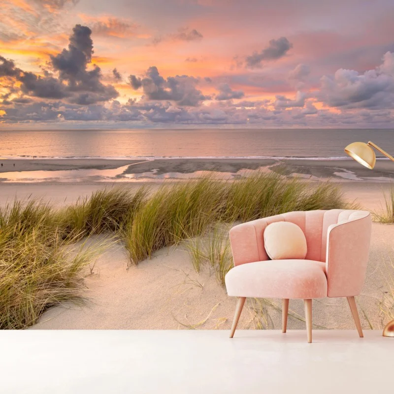 Carta da parati tramonto sulle dune al mare